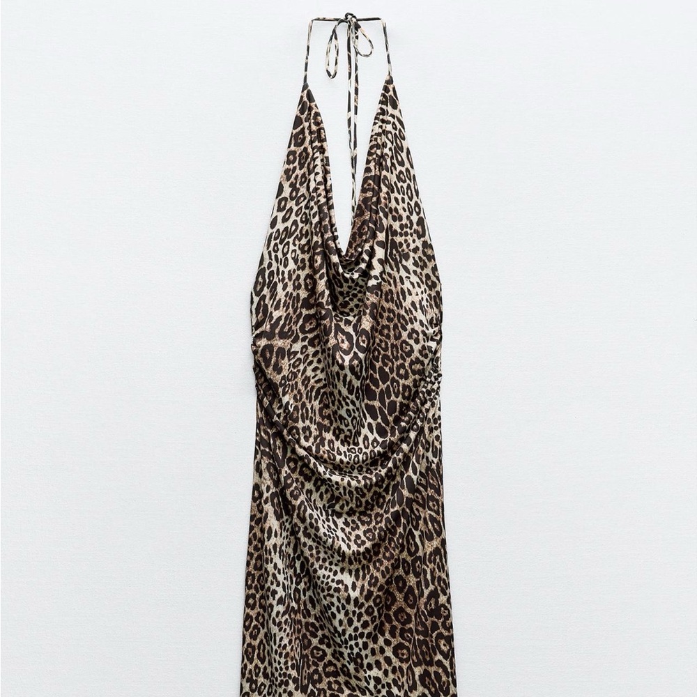 NWT Zara Leopard Print Halter Dress